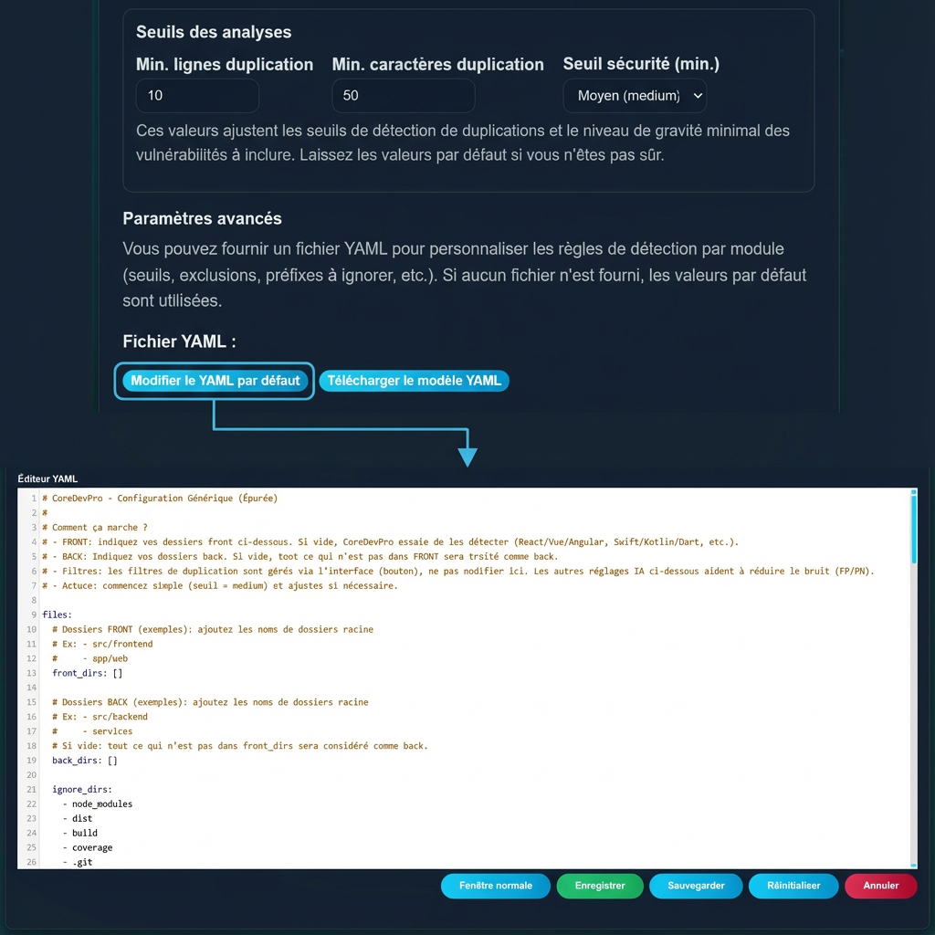 Éditeur de configuration CoreDevPro